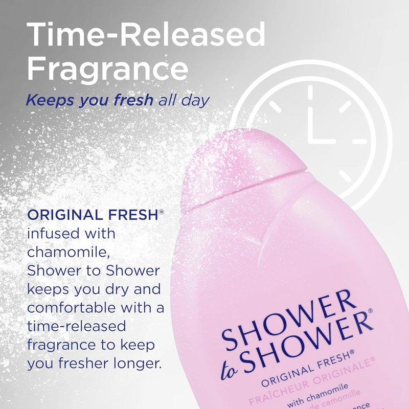 Shower to Shower Body Powder - Talc-Free Chamomile Formula for Men & Women | 8 Ounce, Sweat Absorbing, Prevents Chafing & Odor