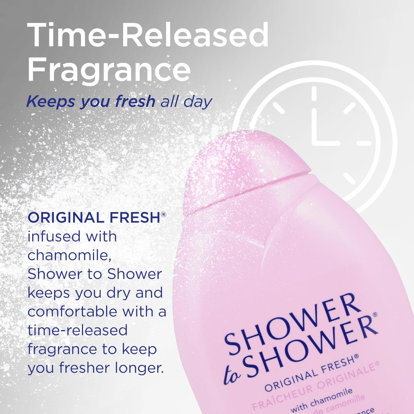 Shower to Shower Original Fresh Body Powder with Chamomile for Men & Women, Talc Free, Sweat Absorbing, Prevents Chafing & Odor, Deodorizing, 13 OZ (Pack of 4)