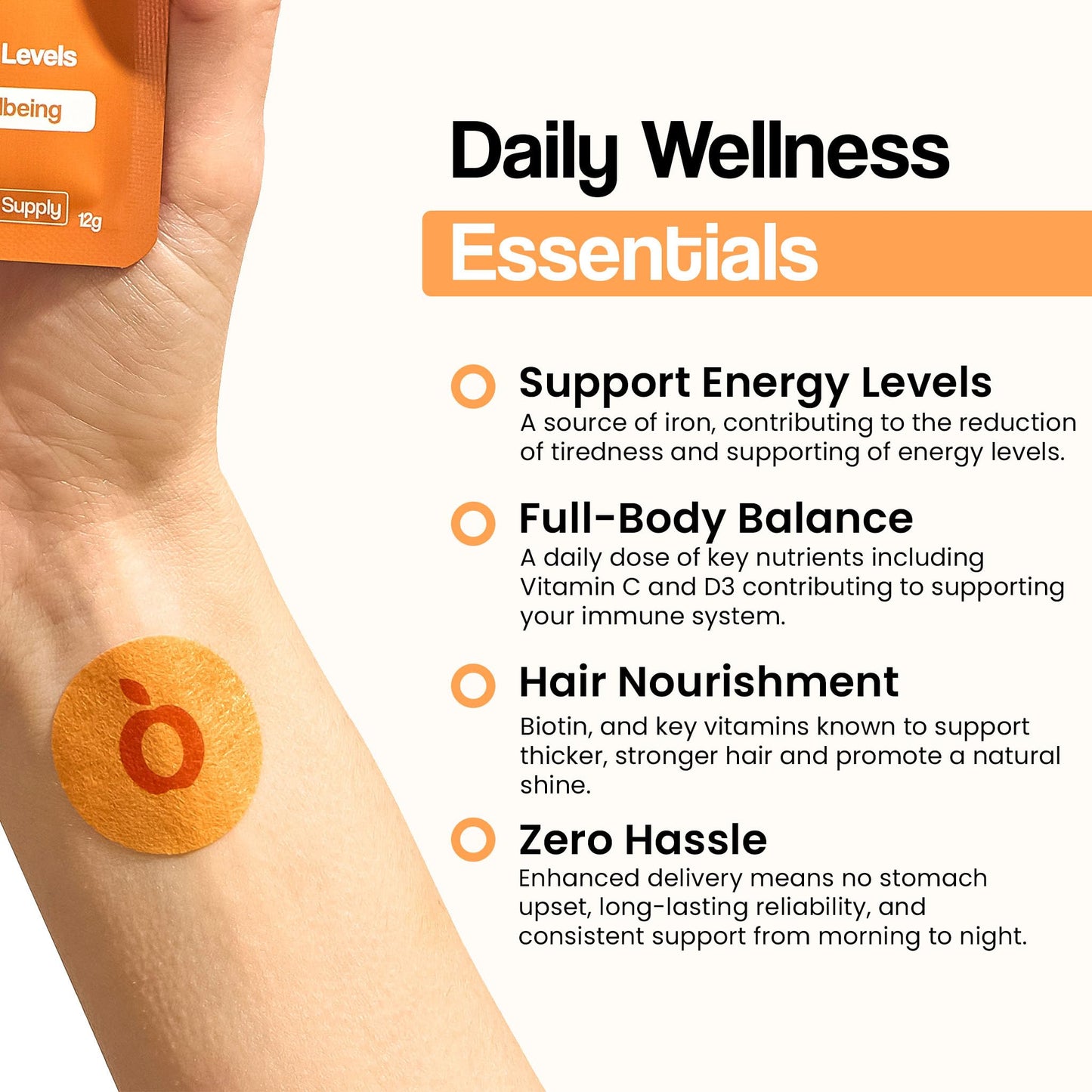 Vytadose Multivitamin Patches | Hair Growth for Women | Topical Daily Iron, Biotin & Vitamin Patches Supports Thicker Hair, Skin & Nails | Vegan, Water-Resistant | Kind to Sensitive Skin | 30 Count