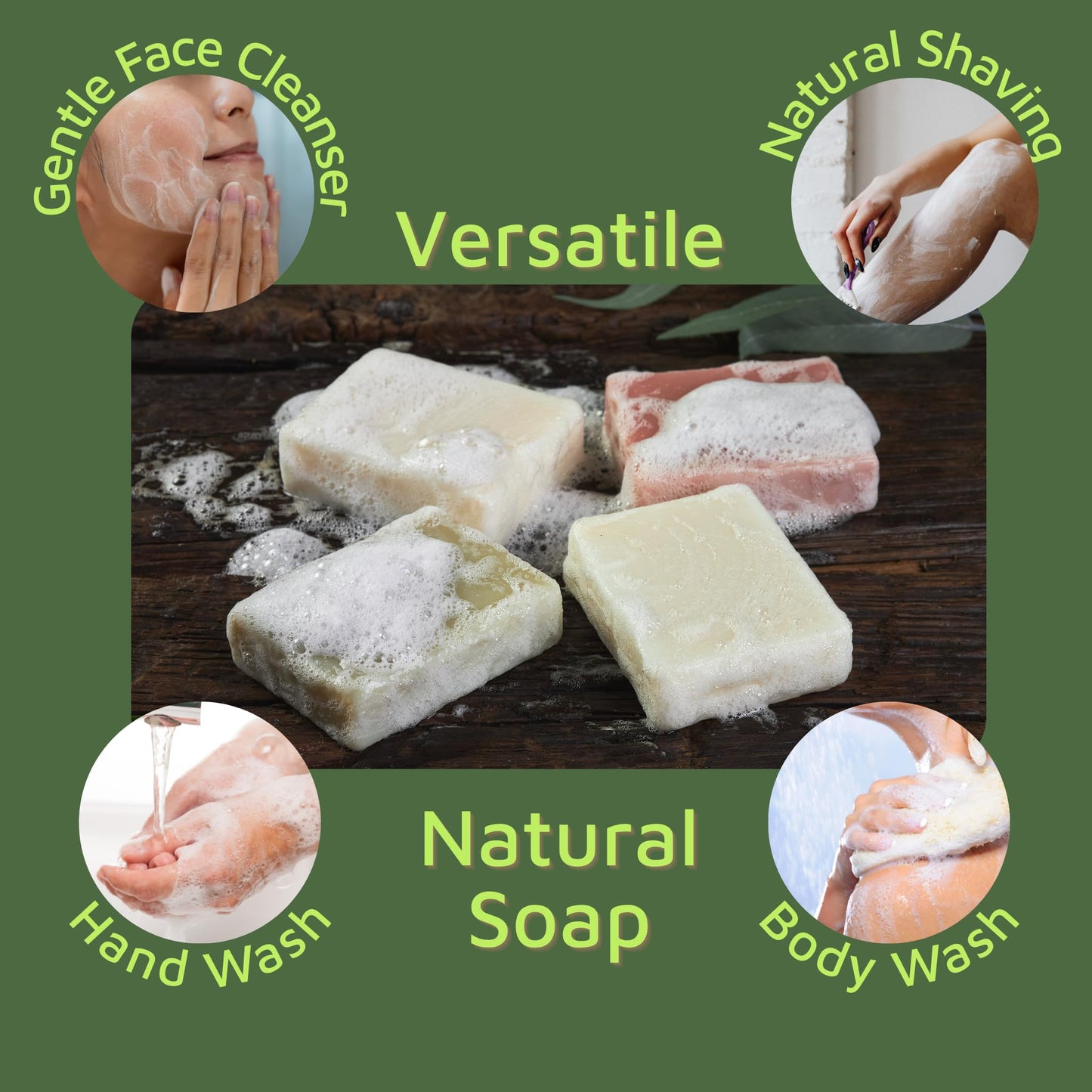 bonuderm Natural Bar Soap Variety Pack (4) for Women & Men – Peppermint, Patchouli, Lavender & Rosemary – Vegan, Moisturizing, Made Without Harsh Chemicals – Handmade in the USA