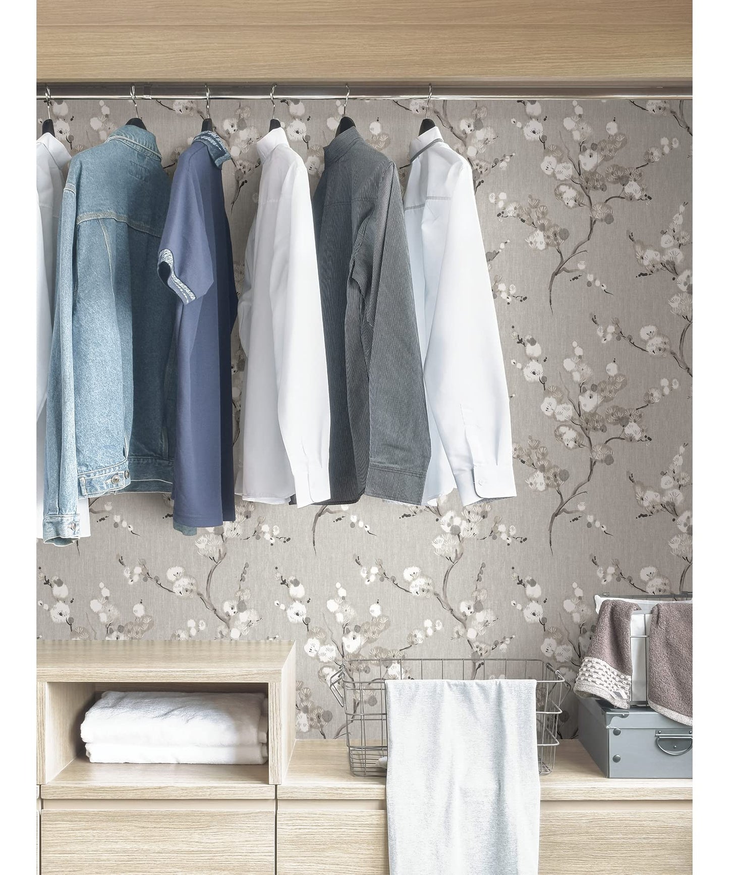 NuWallpaper Grey Mirei Peel & Stick Wallpaper
