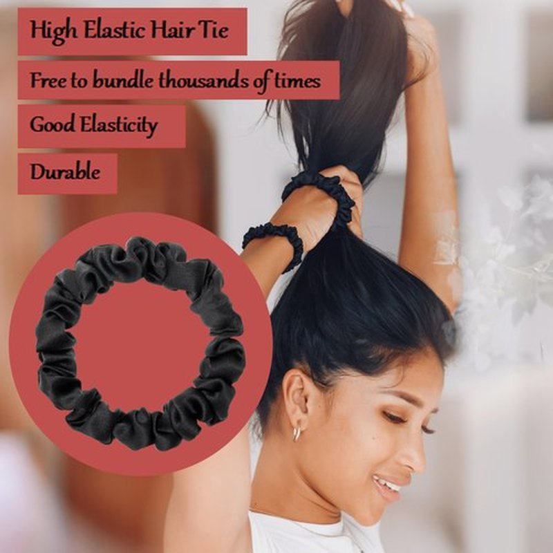 MurierSilk Silk Hair Scrunchies, 100% Pure Mulberry Silk Hair Tie for Women Grils, 6 Count, Small-6pcs-N, Prevents Hair From Frizz And Breakage