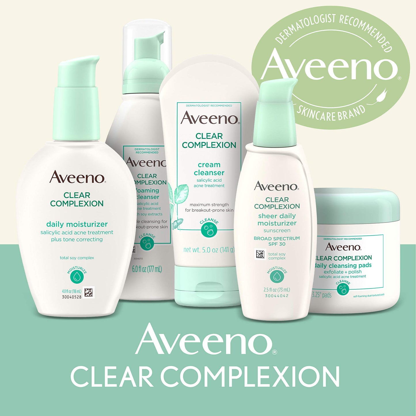 Aveeno Clear Complexion Foaming Oil-Free Facial Cleanser with Salicylic Acid for Breakout Prone Skin, Face Wash with Soy Extracts, Hypoallergenic and Non-Comedogenic, 6 fl. oz