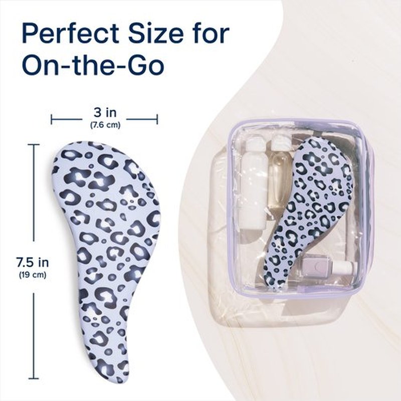 Crave Naturals Glide Thru Detangling Hair Brush - Detangler Brush for Curly or Straight, Wet or Dry Hair - Gentle on Tangles Hairbrush and Comb - Ideal for Adults and Kids - 7.5x3-Inch, Blue Cheetah