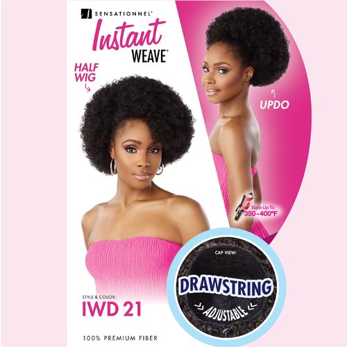 Sensationnel Instant weave half wig - iwd 21 synthetic half wig or updo cap with adjustable drawstring for seamless hair blending - IWD 21 (T1B/4)