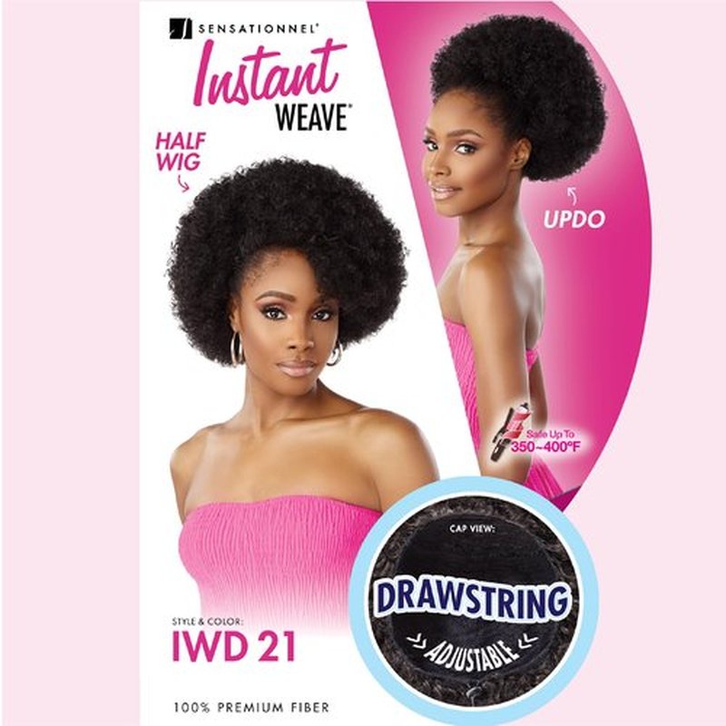 Sensationnel Instant weave half wig - iwd 21 synthetic half wig or updo cap with adjustable drawstring for seamless hair blending - IWD 21 (T2/COPPER)