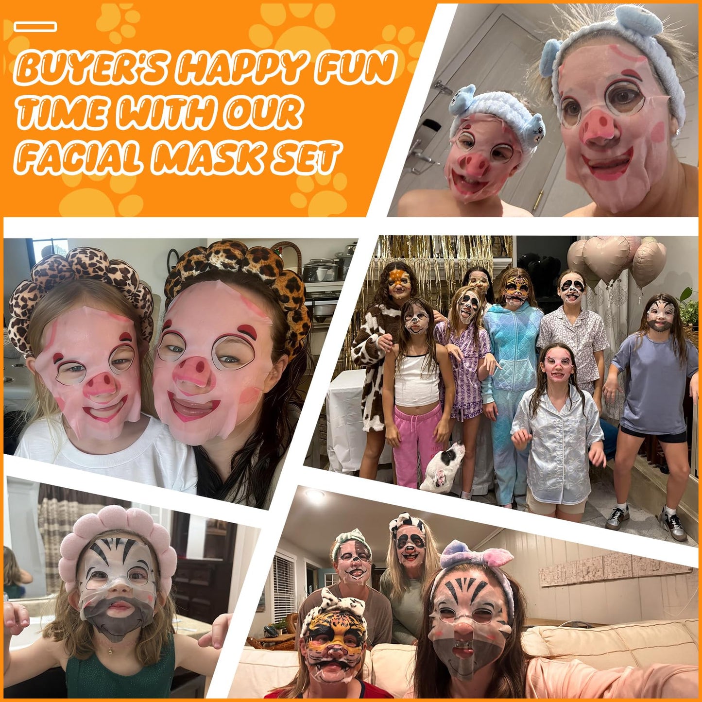 Beenefits 9 Packs Animal Character Facial Masks, Deep Hyrating Spa Masks for All Skin Types, Gift for Kids' Birthady Party, Enjoy Skincare Life, Girl's Night