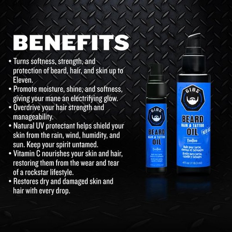 GIBS Grooming VooDoo Prince Beard, Hair & Tattoo Oil â€“ All-Natural with Bergamot, Sandalwood & Sage Scent-Softens, Strengthens Beard & Moisturizes Skin - 1 Fl Oz (Pack of 1)