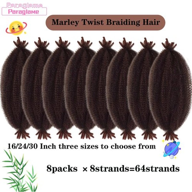 Paraglame Springy Afro Twist Braiding Hair for Soft Locs, Pre-Separated Marley Hair for Faux Locs, Marley Twist Braiding Hair Afro Twist Crochet Hair For Black Women (16Inch, T350)