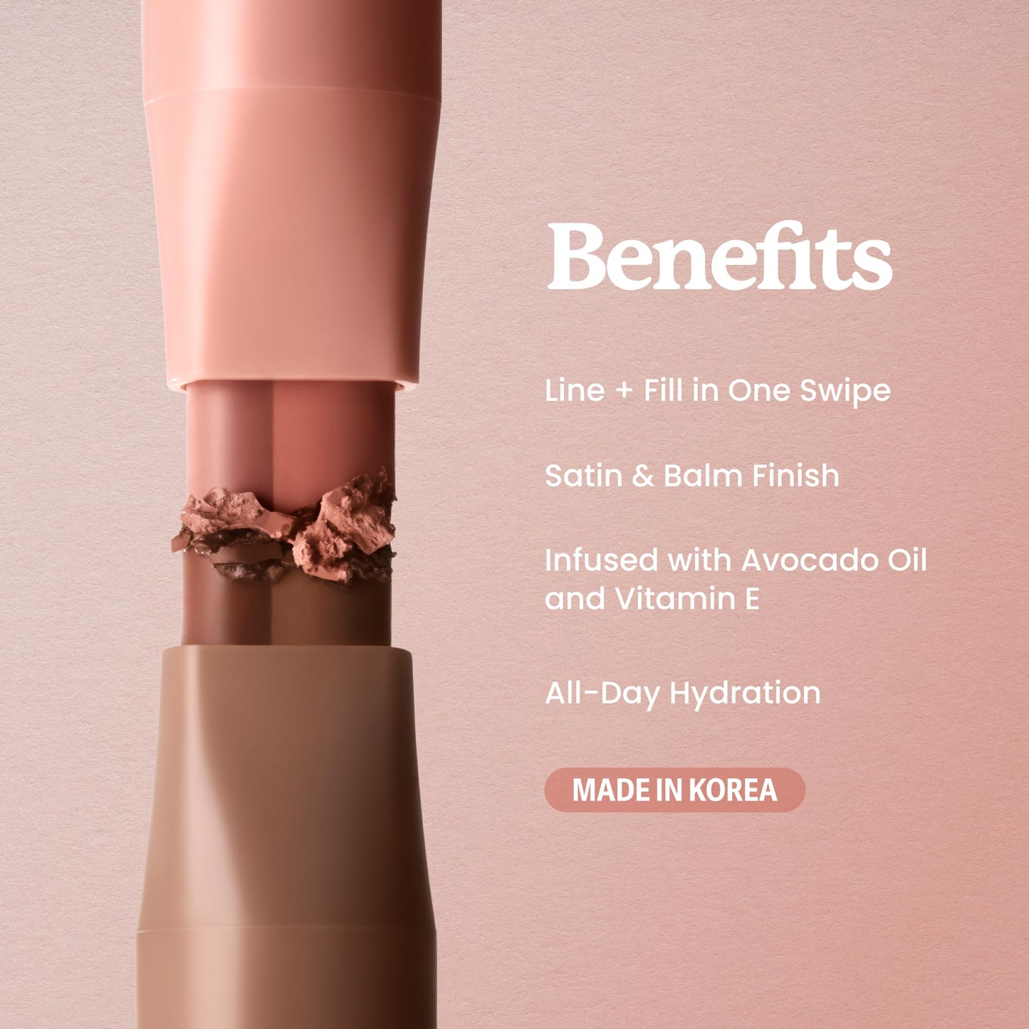 Sacheu DoubleDown Lip Definer, 2-in-1 Lip Liner & Balm — Hydrating Korean Makeup Lipstick with Pigmented, Buildable Color, Creamy Satin Finish, Avocado Oil, Rosehip Oil & Vitamin E (Rush Hour)