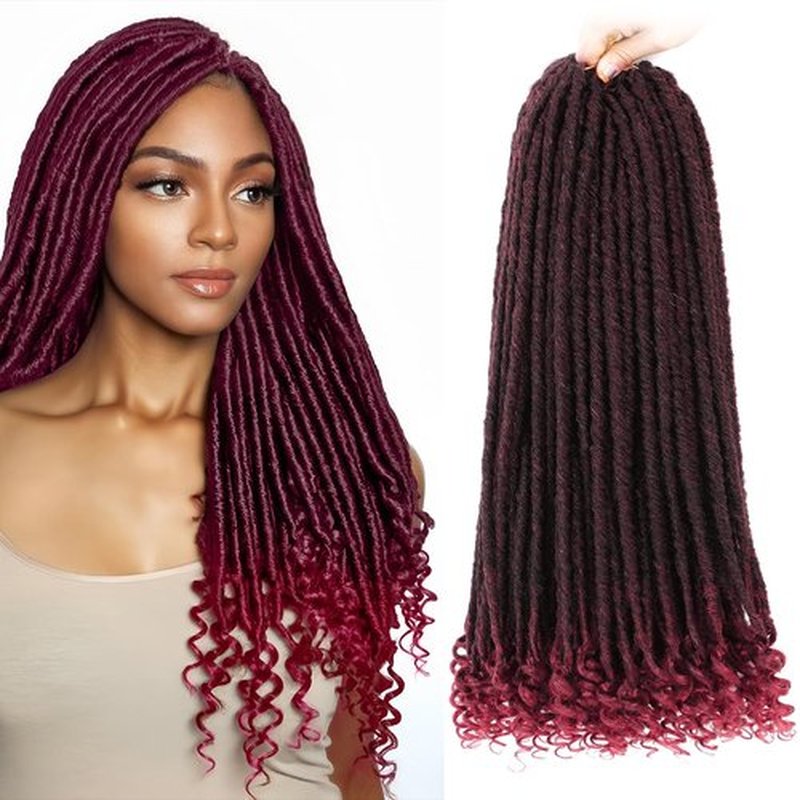 Goddess Locs Crochet Hair 6 Packs 16 Inch Straight Faux Locs Crochet Hair for Black Women, Crochet Pre-Looped Curly Hair Soft Faux Locs Synthetic Braiding Hair Extensions (16 Inch, 6 Packs, 1B-BUG#)