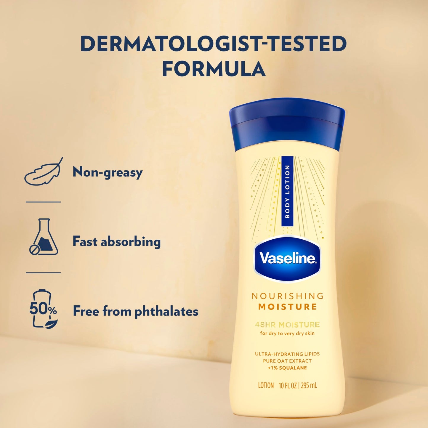 Vaseline Intensive Care Nourishing Moisture Body Lotion for Dry Skin, Lotion Made with Ultra-Hydrating Lipids + Pure Oat Extract for Nourished, Healthy-Looking Skin 10 oz