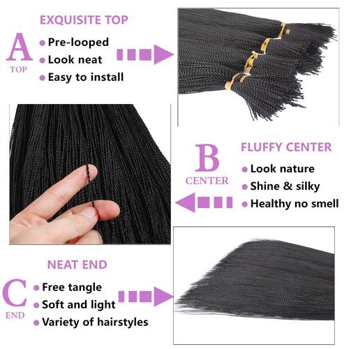 ZRQ Mini Senegalese Twist Crochet Hair For Black Women 22 Inch Long PreTwisted Crochet Hair 100 Strands Pre Looped Crochet Braids 6 Packs Crochet Twist Hair