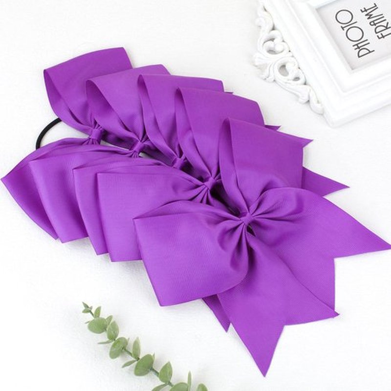 CN 30PCS 8" Large Cheer Bows, Cheerleading Bows Ponytail Holder for Girls, Grosgrain Ribbon Purple Cheer Hair Bows with Elastic Hair Tie for Cheerleader College Sports Softball Competition