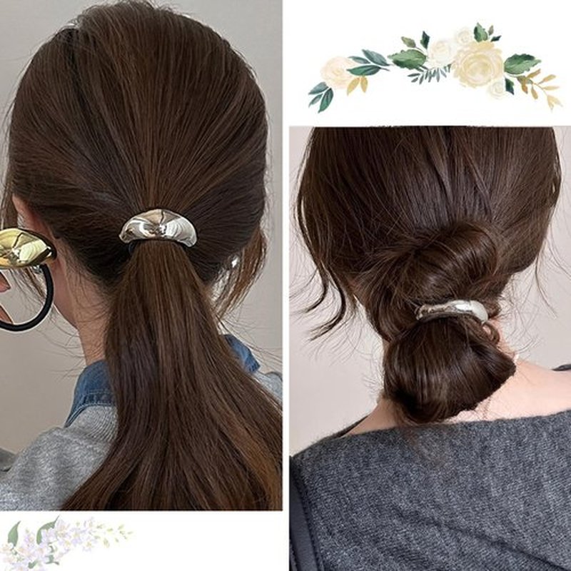 Metal Hair Ties Fashion Hair Accessories Metal Geometric Elastic Hair Ties Strong Hold Hair Claw Clips for Thick Thin Hair Hair Styling Party Gifts 3PCS