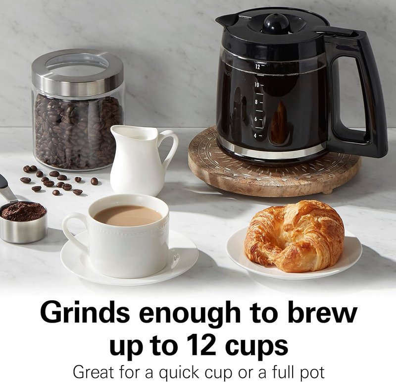 Hamilton Beach Coffee Grinder - Electric Grinder for Beans & Spices | Stainless Steel Blades, 12-Cup Capacity, White