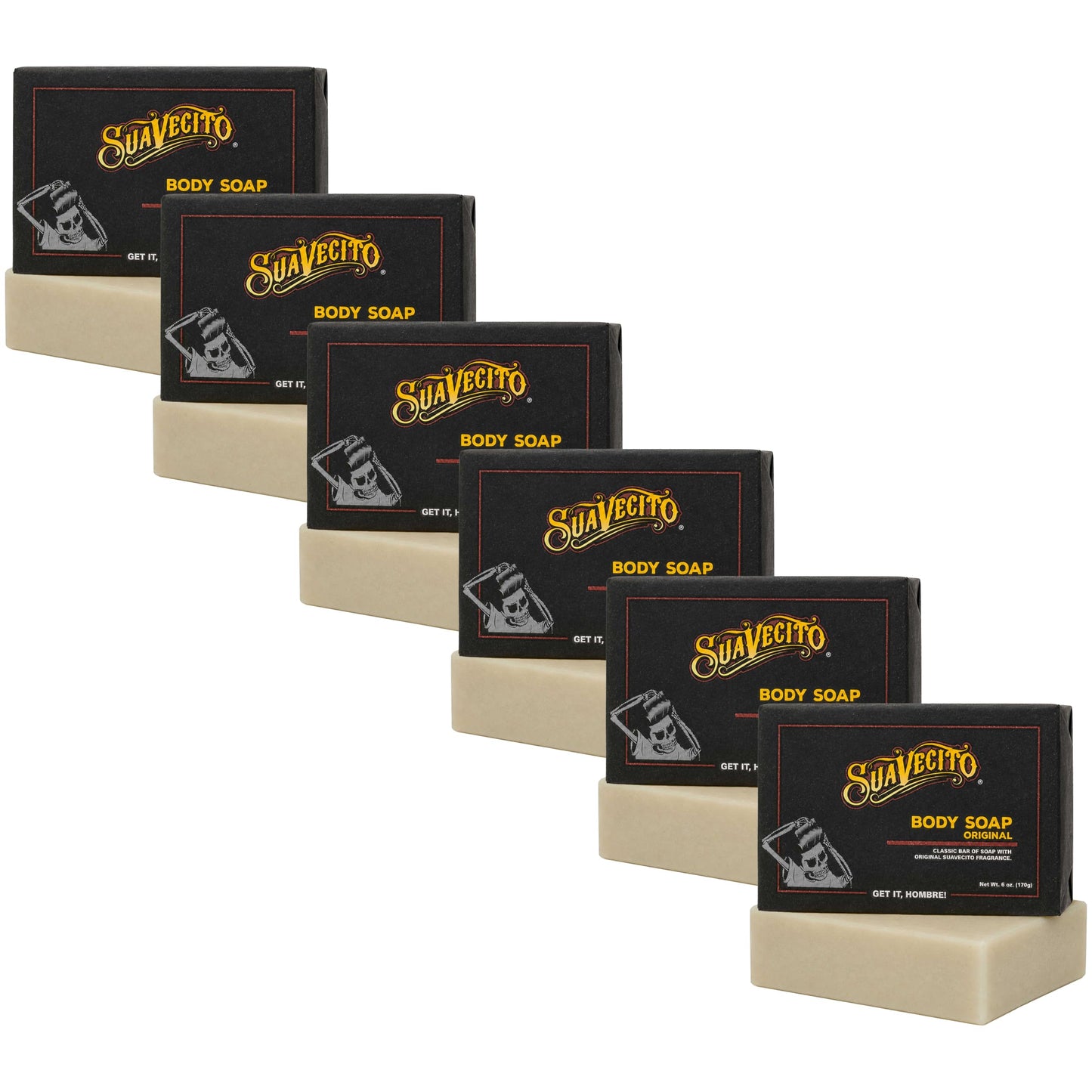 Suavecito Body & Hand Soap Bar Moisturizing With Masculine Original Fragrance 6 oz 6 Pack