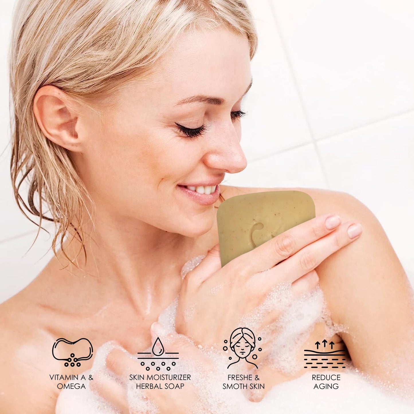 HERBOGANIC Turmeric Herbal Soap | Pack of 6 of 5oz soap Bar | Natural Bar Soap for Face and Body | Hydrating and Nourishing | Suitable for Men and Women