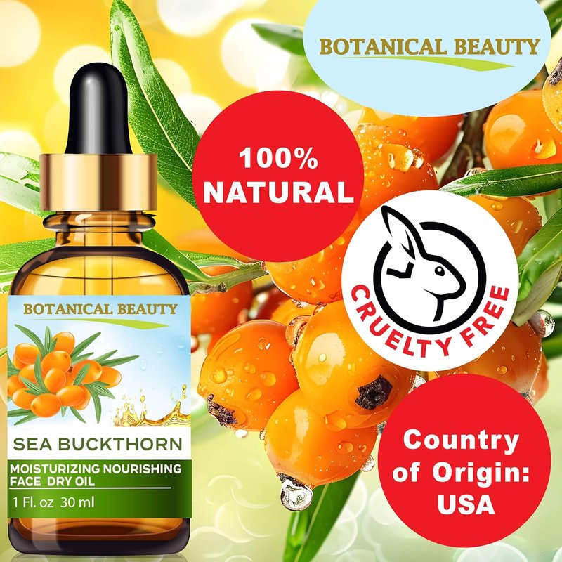 Sea Buckthorn Face Oil - 100% Natural Moisturizing & Nourishing Blend | 1 Fl Oz (30 ml)