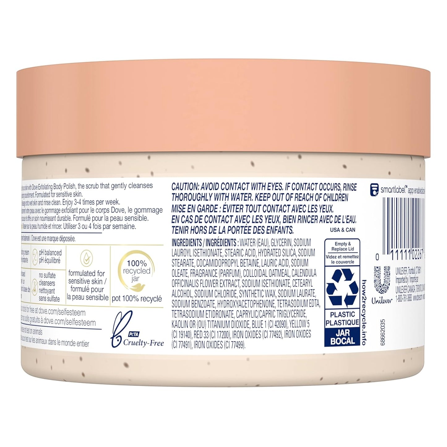 Dove Exfoliating Body Polish Scrub with Almond & Mango Butter - 10.5 oz (4 Count) for Dry Skin