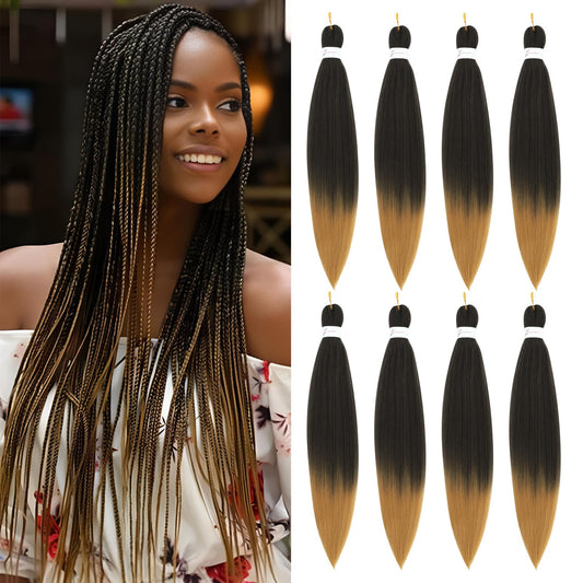 Pre Stretched Braiding Hair 20 inch 1B/27 Braiding Hair for Black Women 8Packs Crochet Boho Braiding Hair Non Toxic (20 Inch(8packs), 1B/27)