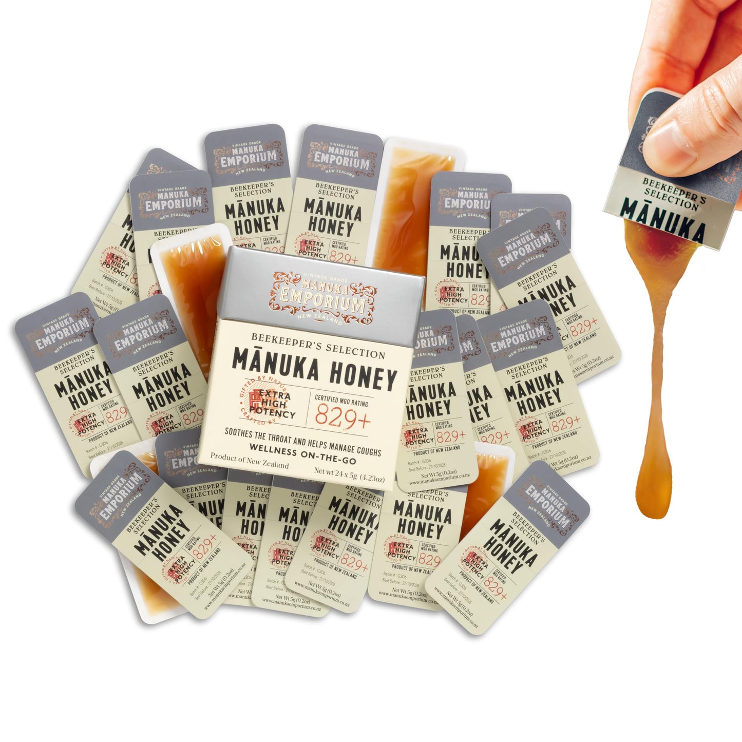 Manuka Emporium MGO829+ Raw Manuka Honey High-Potency Vitality Snap Packets