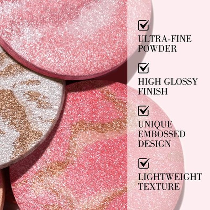 KYDA Baked Blush, High Glossy Face Blusher, Shimmer Pressed Powder Blush, Buildable Lightweight Formula, Radiance Pink Glow Blush Makeup, Multiuse Baked Powder for Face Eye Cheeks, #02
