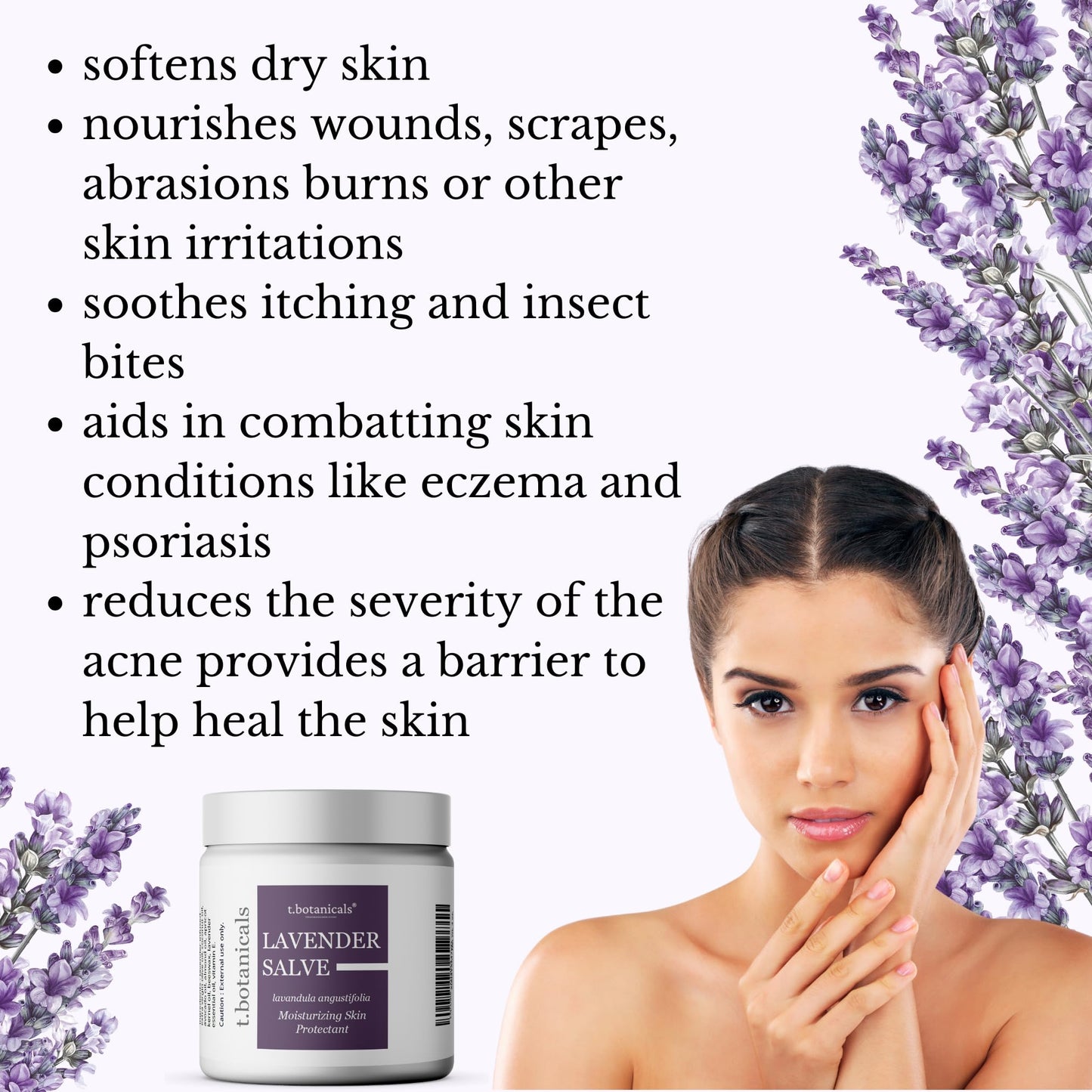 Lavender Salve, All Natural Moisturizing Lavender Balm, Skin Protectant Repair Ointment for Irritated Skin (4 oz)