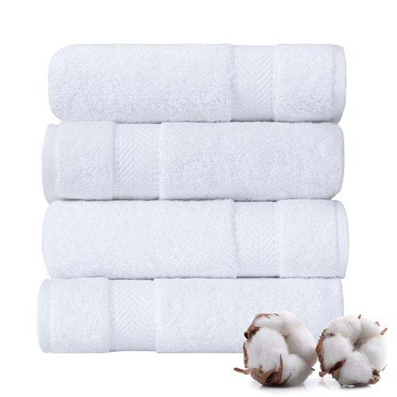 TEXTILOM Turkish Hand Towels for Bathroom – Hotel and Spa Quality & Soft & Absorbent & Quick Dry Bathroom Hand Towels – 100% Cotton Turkish Hand Towel Set of 4 (16 x 28 inches) - White