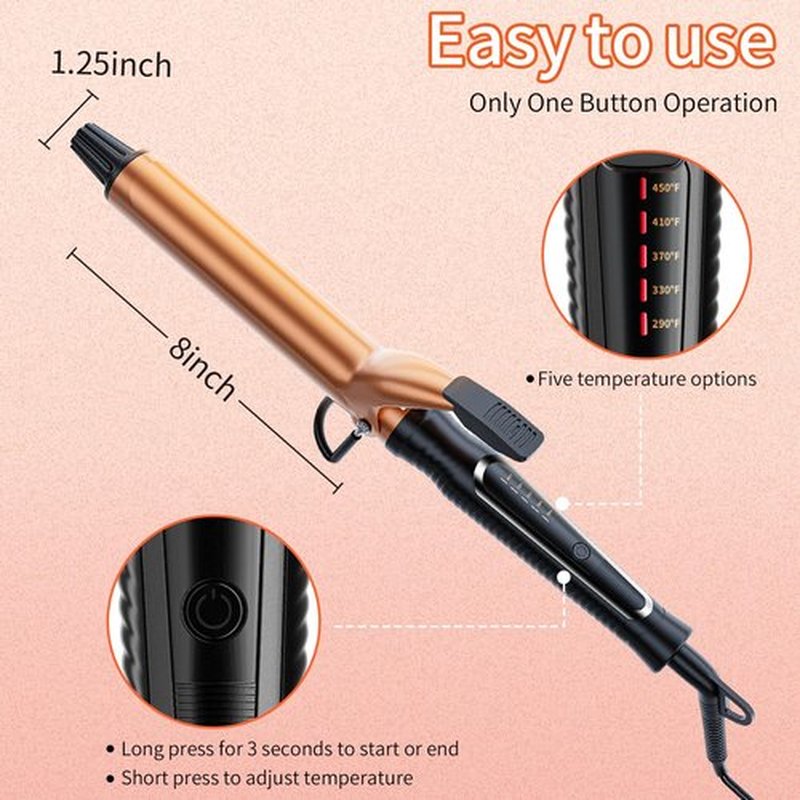 Svoky 1 1/4 Inch Extra Long Curling Iron with Ceramic Barrel, Professional Long Barrel Wand Curling Iron for Long Hair
