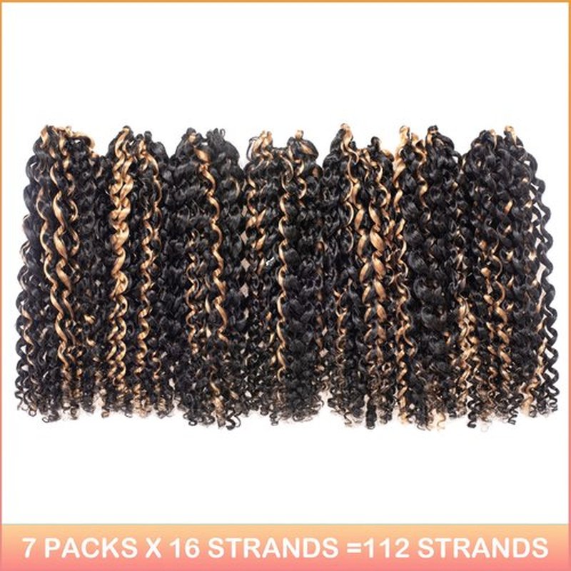 Pelokaa Passion Twist Hair - 10 Inch 7packs Black Mix Blonde Water Wave Crochet Braids Synthetic Braiding Hair Extensions (10 Inch 7Packs, P27)