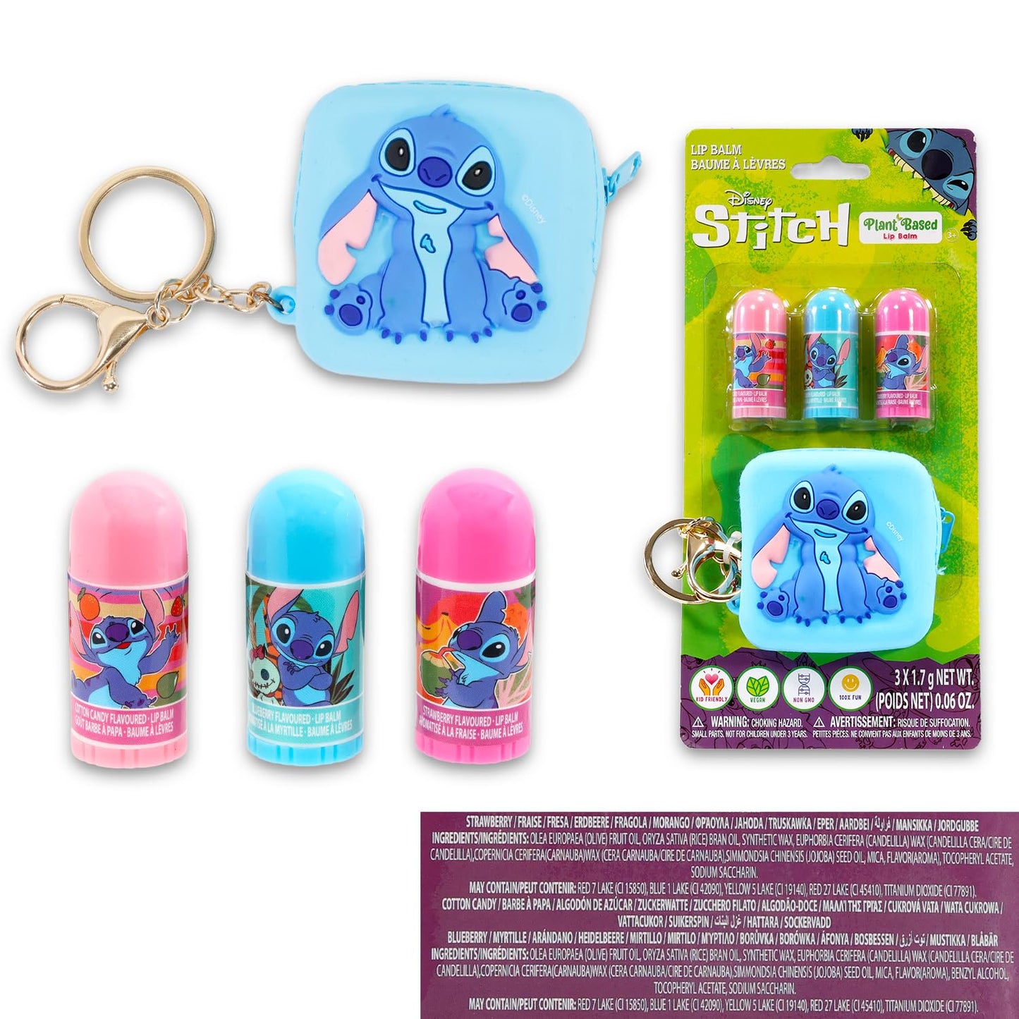 Stitch Lip Balm Tubes and Coin Pouch Set - Bundle with 3 Lip Balm Tubes in Assorted Flavors for Party Favors Plus Coin Purse, Stickers, More | Lilo & Stitch Party Favors