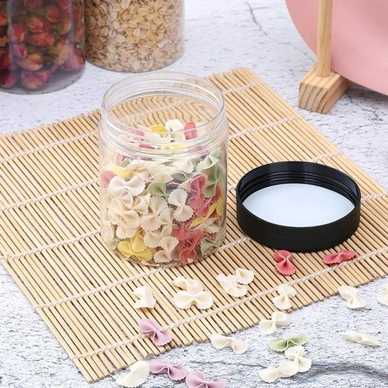 36PCS 8OZ Plastic Jars with Screw On Lids, Pen and Labels Refillable Empty Round Slime Cosmetics Containers for Storing Dry Food, Makeup, Slime, Honey Jam, Cream, Butter, Lotion (Black)