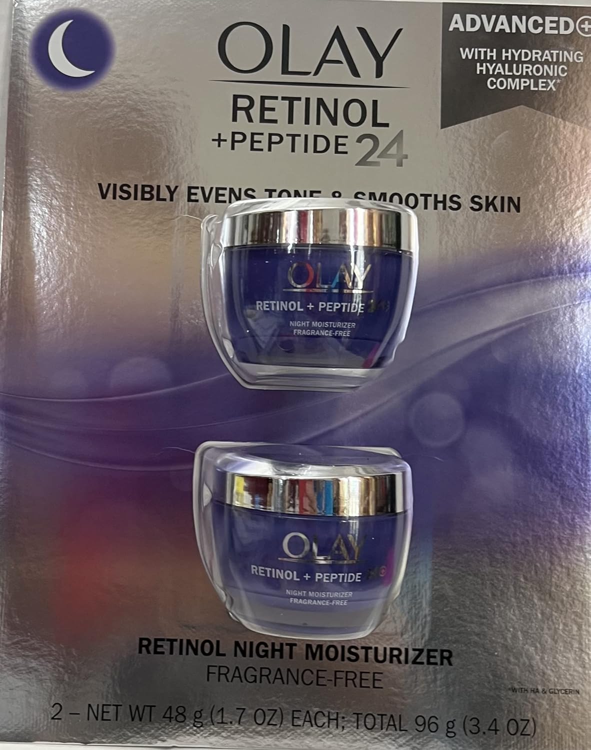 Olay Retinol + Peptide 24 Night Moisturizer - Fragrance-Free, 1.7 OZ (2 Pack)