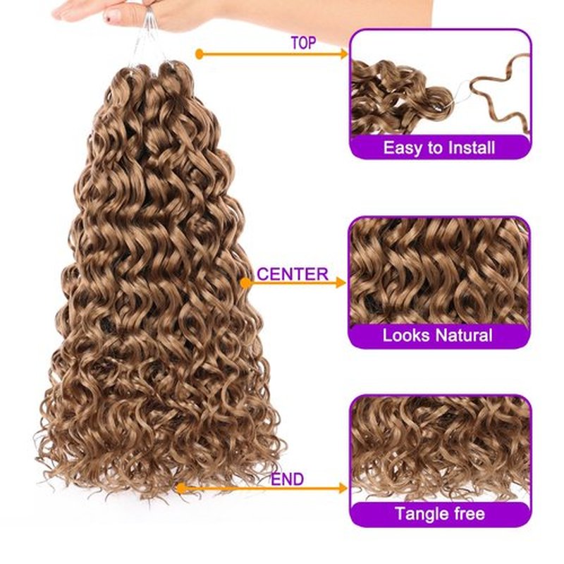 ZRQ 14 Inch GoGo Curl Crochet Hair 27 Short Beach Curl Crochet Hair For Women Synthetic Deep Twist Crochet Braids Water Wave Crochet hair(14Inch,27)