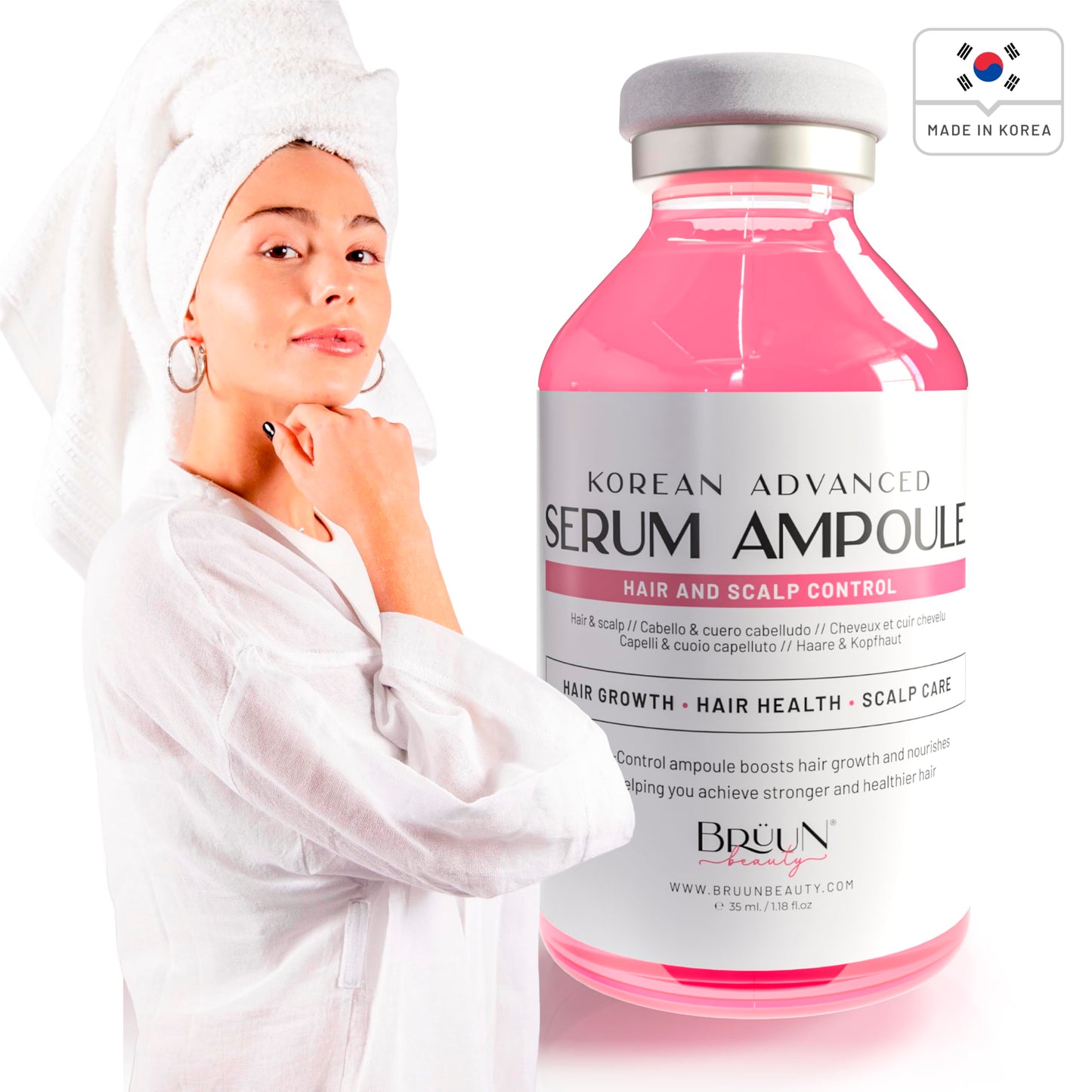 BRÜUN HS - Control Hair and Scalp Ampoule Serum – Korean Serum Booster For Hair Growth Use without Derma Pen Skin Care Serum 1.18 fl.oz