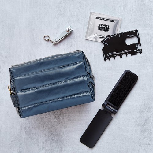 Pinch Provisions Hemergency Kit for Men, Includes 30 Style & Grooming Essentials, Gift & Accessory for Grooms, Best Man, Personal Care, Travel or Cars (Puffer Navy)