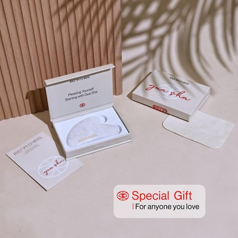 Rena Chris Gua Sha Facial Tools, Natural Jade Stone Guasha, Manual Massage Sticks for Jawline Sculpting and Puffiness Reducing, Gua Sha Scraping Massage Tool, Skin-Care Tool (White)