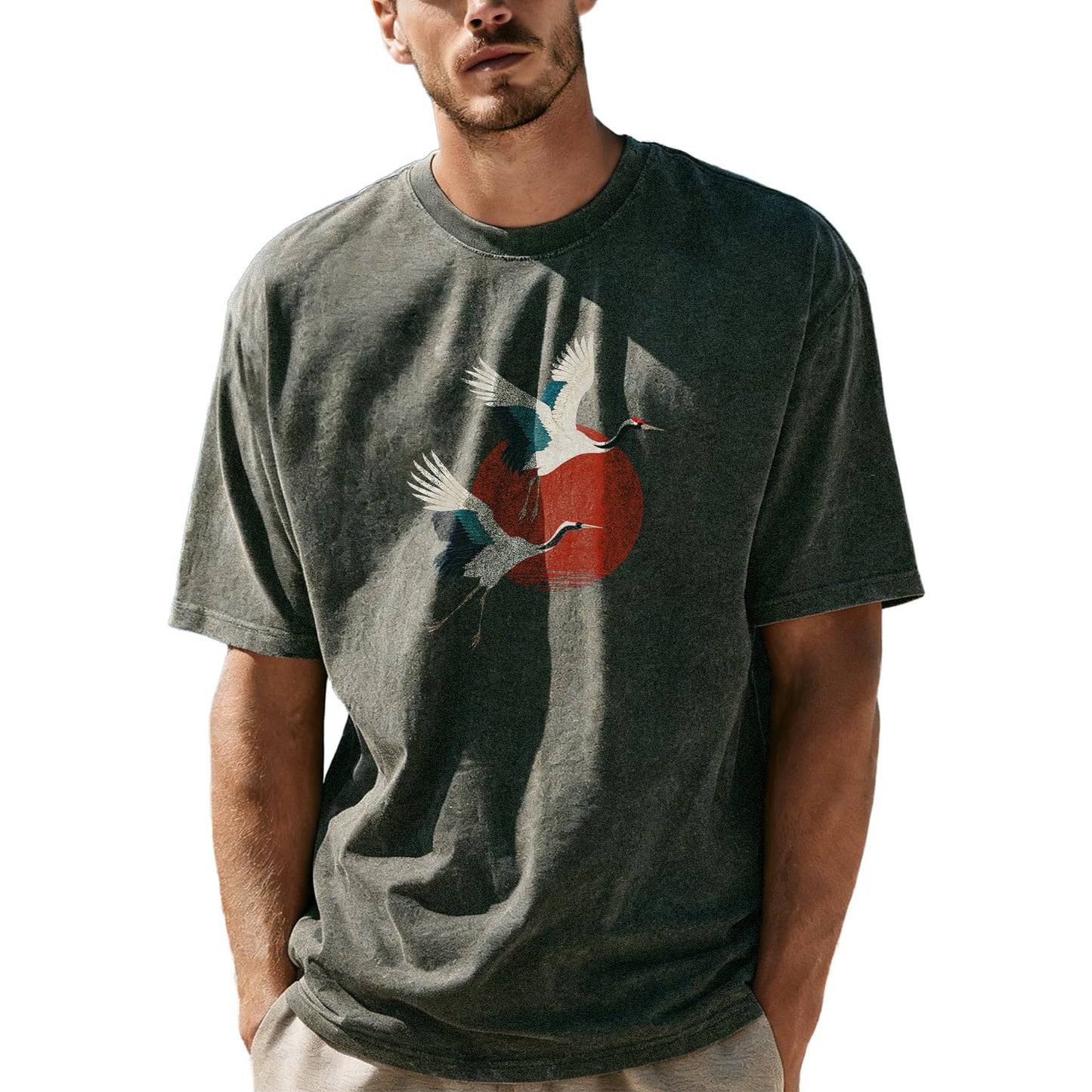 domirica Casual Shirts for Men Solid Green 100% Cotton Acid Washed Mens Graphic Tshirts Baggy Oversized 2026 Summer Gym Men Clothes Tee Shirt Mens,2XL