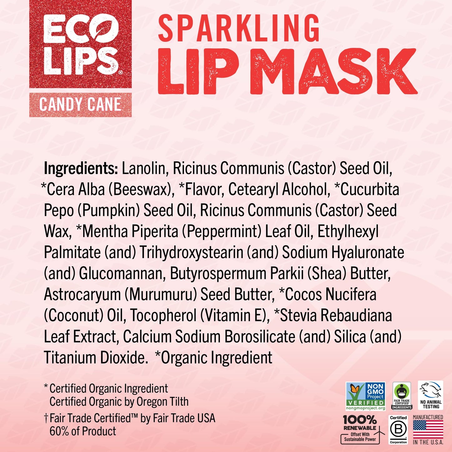 Eco Lips Candy Cane Lip Scrub & Nourishing Lip Mask, 2 Count, 0.25 oz