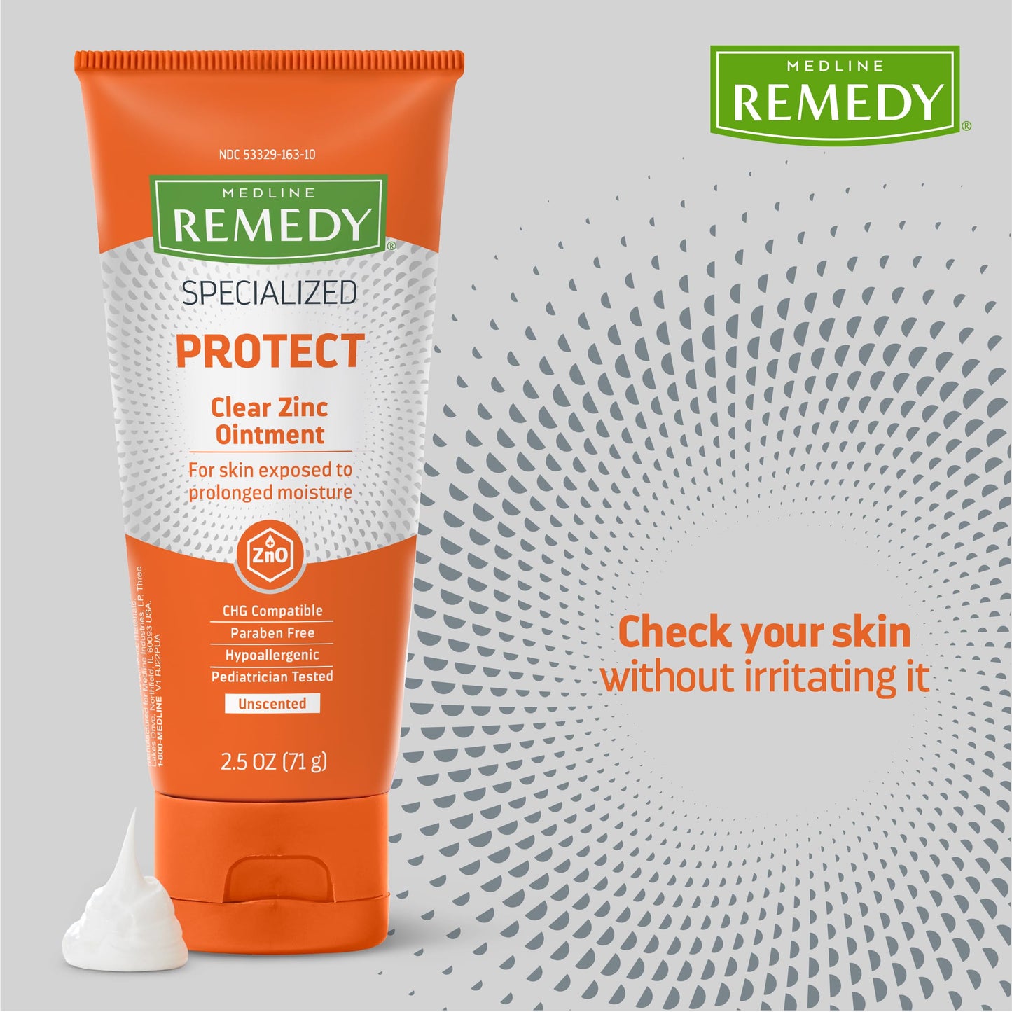 Medline Remedy Specialized Clear Zinc Oxide Ointment (2.5 oz Tube), Unscented, Transparent Protectant, Incontinence Care, Diaper Rash, Wetness Protection, Soothing, Hypoallergenic, Adults, Children