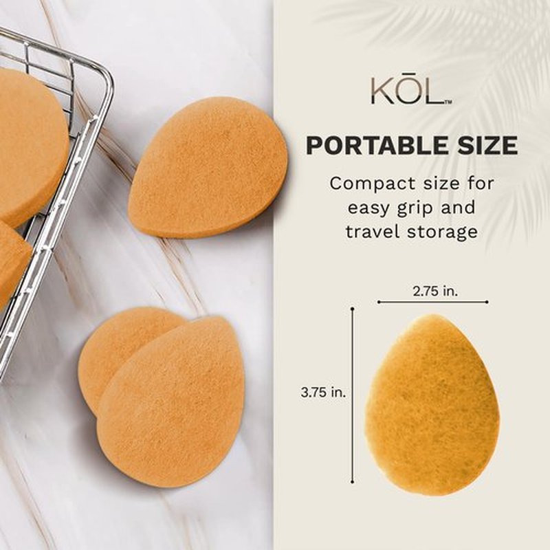 KOL Face Scrubber, Citrus and Vitamin C Infused Exfoliating Facial Cleansing Pads, Disposable Exfoliator Face Sponge for Daily Face Cleaning and Makeup Removal, 6 Count