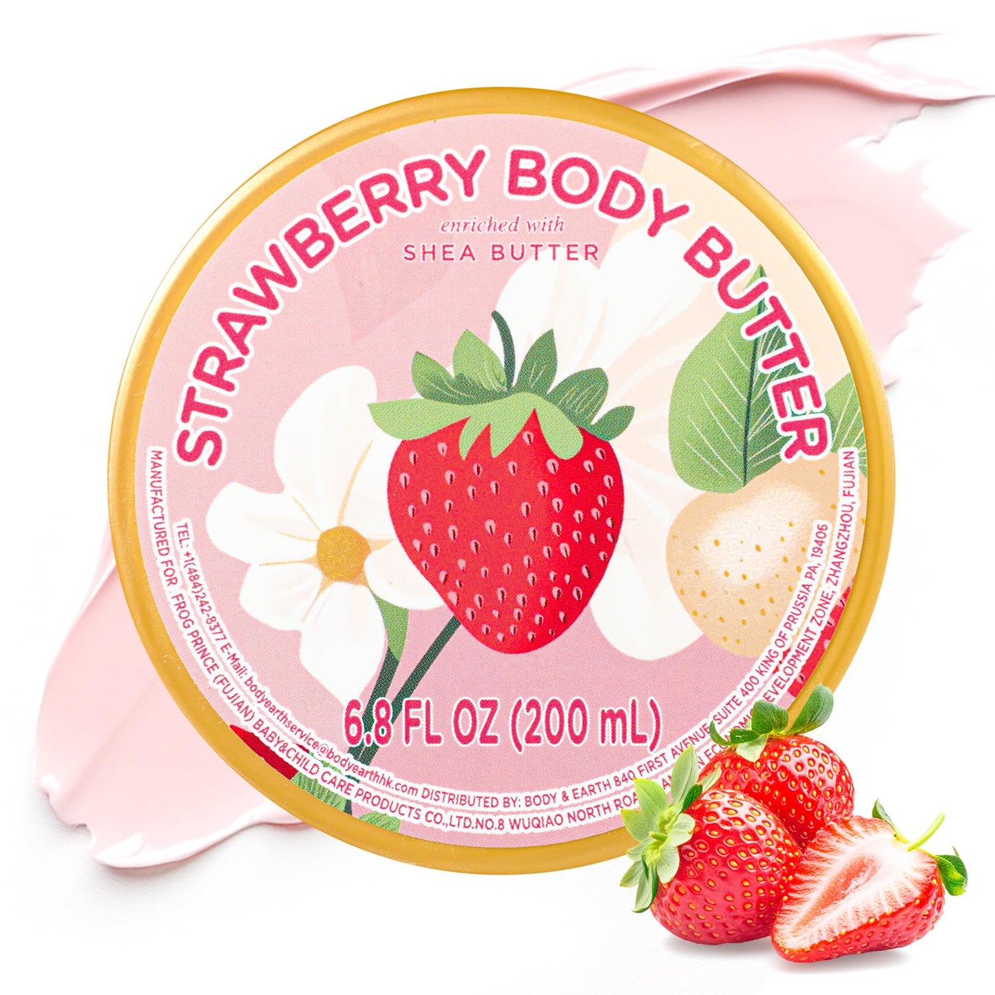 puresoak bath Strawberry Body Butter, Natural Body Butter for Men Women Smell Good, Strawberry Scented Shea Butter Body Cream, Body Moisturizer for Dry Skin 6.8 floz