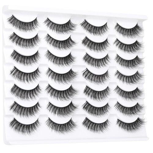 False Eyelashes Wispy Lashes Natural Fake Eyelashes Cat Eye Lashes that look like extensions Fluffy Mink Lashes Pack by TNFVLONEINS