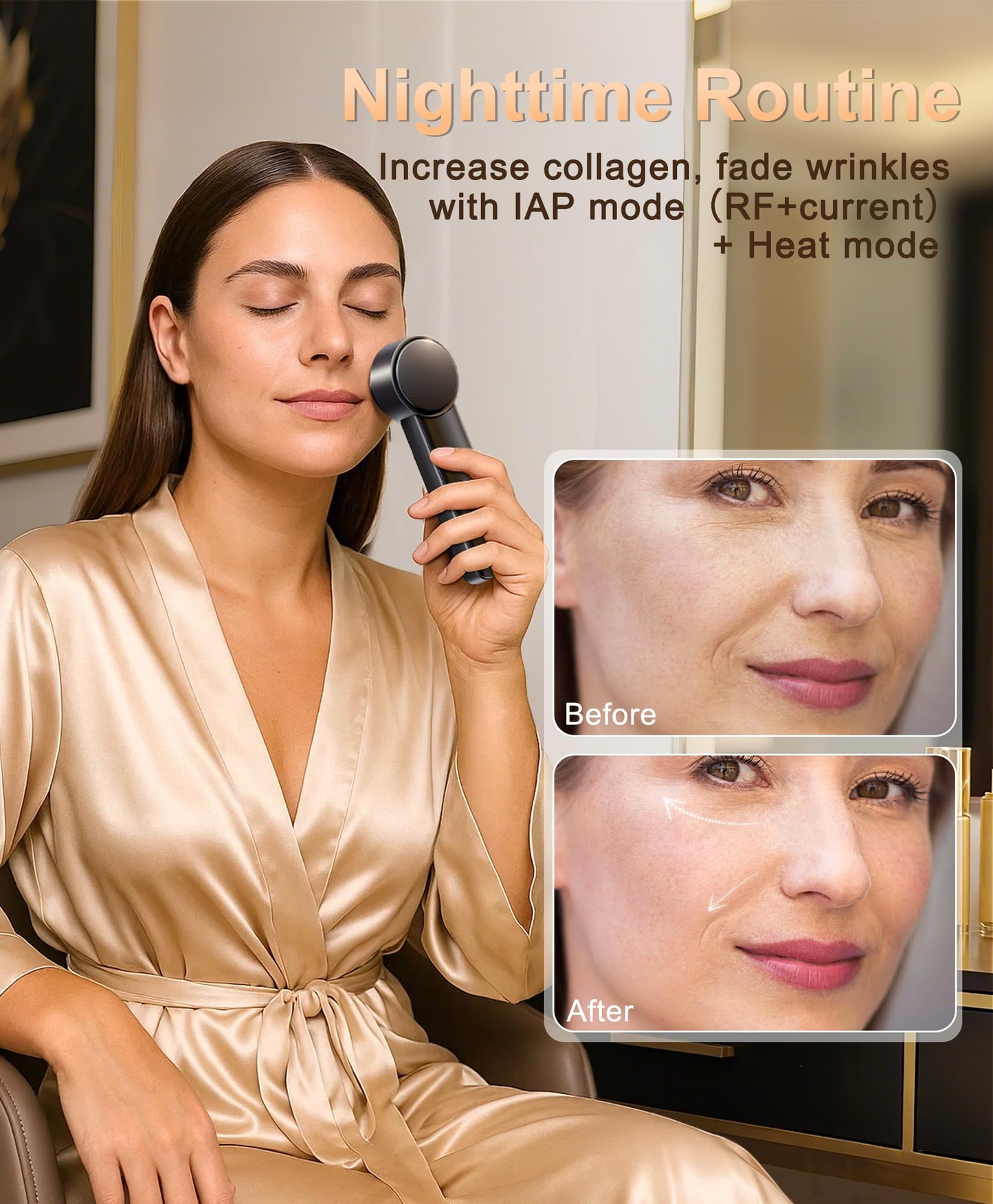 Radio-Frequency Skin Tightening Device | 6 in 1 Home-RF Face Beauty Device | Professional Facial Skin Tightening | Lifting | Wrinkle Reducing | Anti Aging | Depuff | Increase Absorption(with Gel)