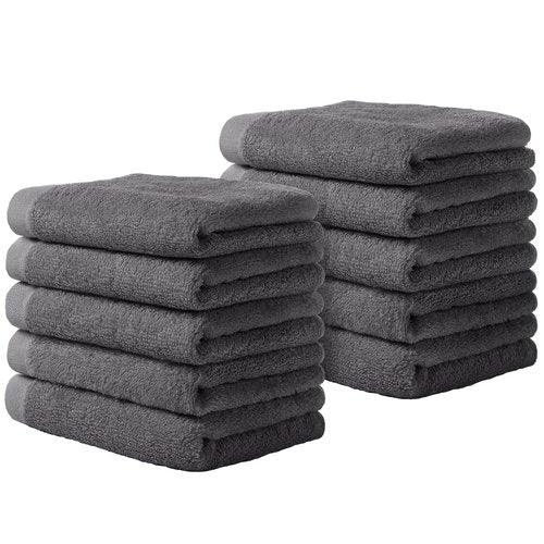 Yoofoss Luxury Washcloths Towel Set 10 Pack Baby Wash Cloth for Bathroom-Hotel-Spa-Kitchen Multi-Purpose Fingertip Towels and Face Cloths 10'' x 10'' - Dark Grey