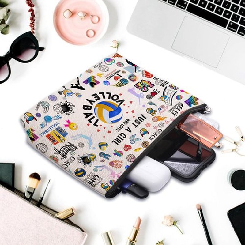 CEASQVAA Volleyball Gifts Makeup Cosmetic Bag for Women, Volleyball Stuff Accessories for Volleyball Players Teams, Volleyball Travel Bag Pouch Purse for Men Women