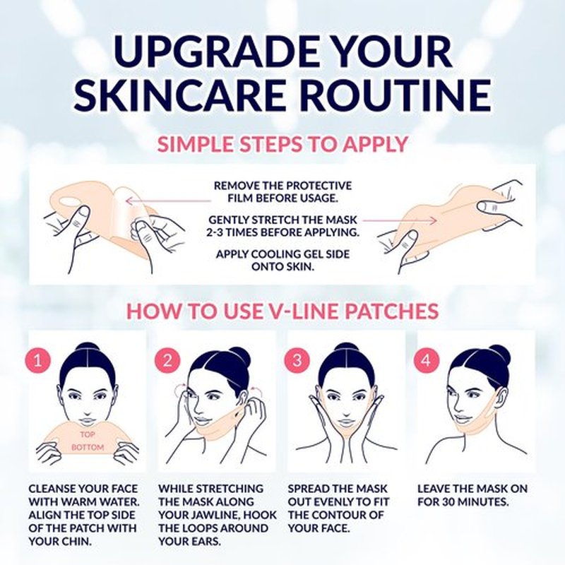 Stylia Double Chin Mask - V Line Chin Strap - Toning Hydrogel Collagen Face Mask with Hyaluronic Acid & Aloe Vera - 5PC