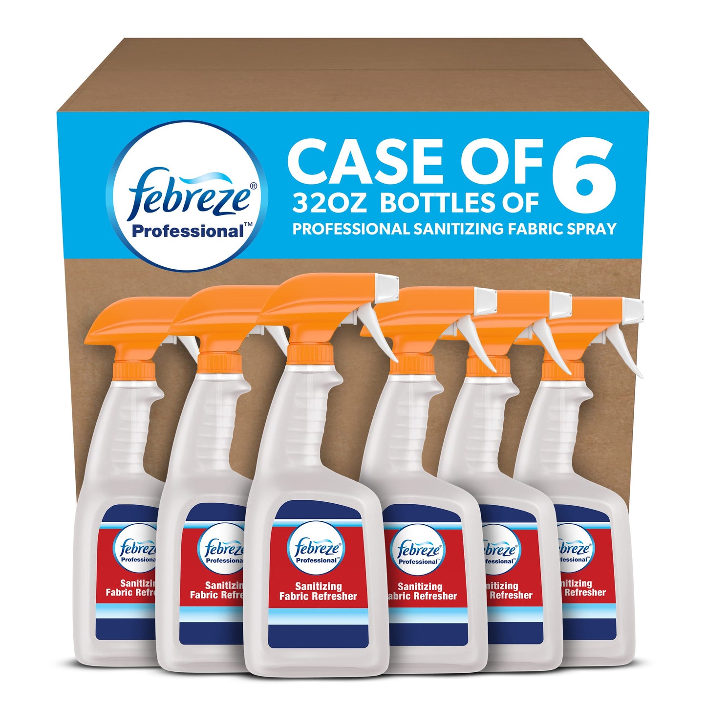 Febreze Sanitizing Fabric Refresher, Bulk Fabric Freshener Spray for Disinfecting Hotels, Restaurants and Businesses, 32 fl oz (Case of 6)