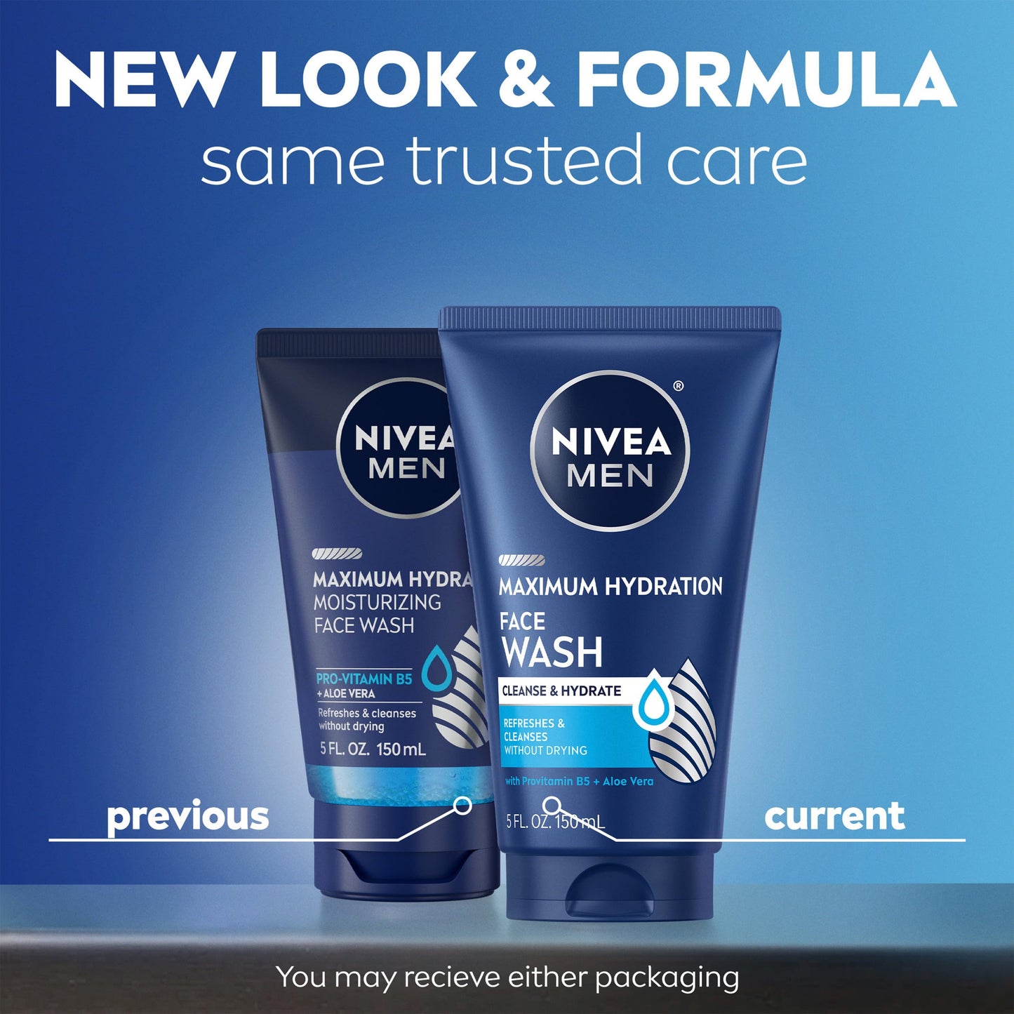 Nivea Men Maximum Hydration Face Wash, Face Wash with Provitamin B5 and Aloe Vera, Refreshes and Cleanses without Drying, 5 Fl Oz Tube (Pack of 2)
